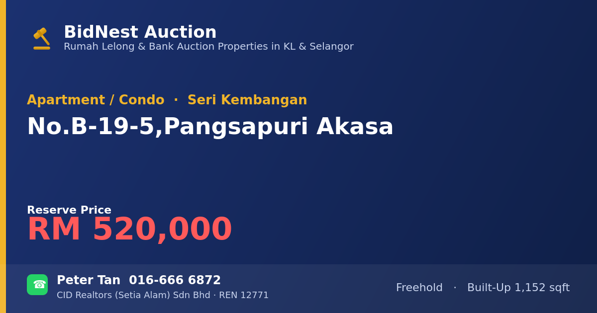 Apartment / Condo · No. B-19-5, Pangsapuri Akasa