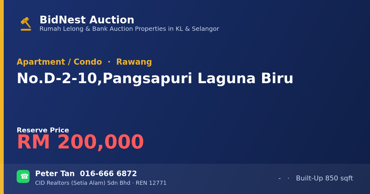 Apartment / Condo · No. D-2-10, Pangsapuri Laguna Biru