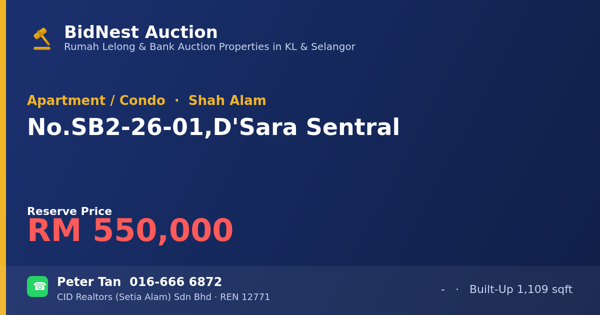 Apartment / Condo · No. SB2-26-01, D'Sara Sentral