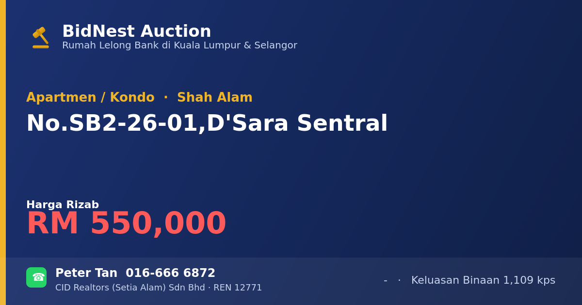 Apartmen / Kondo · No. SB2-26-01, D'Sara Sentral