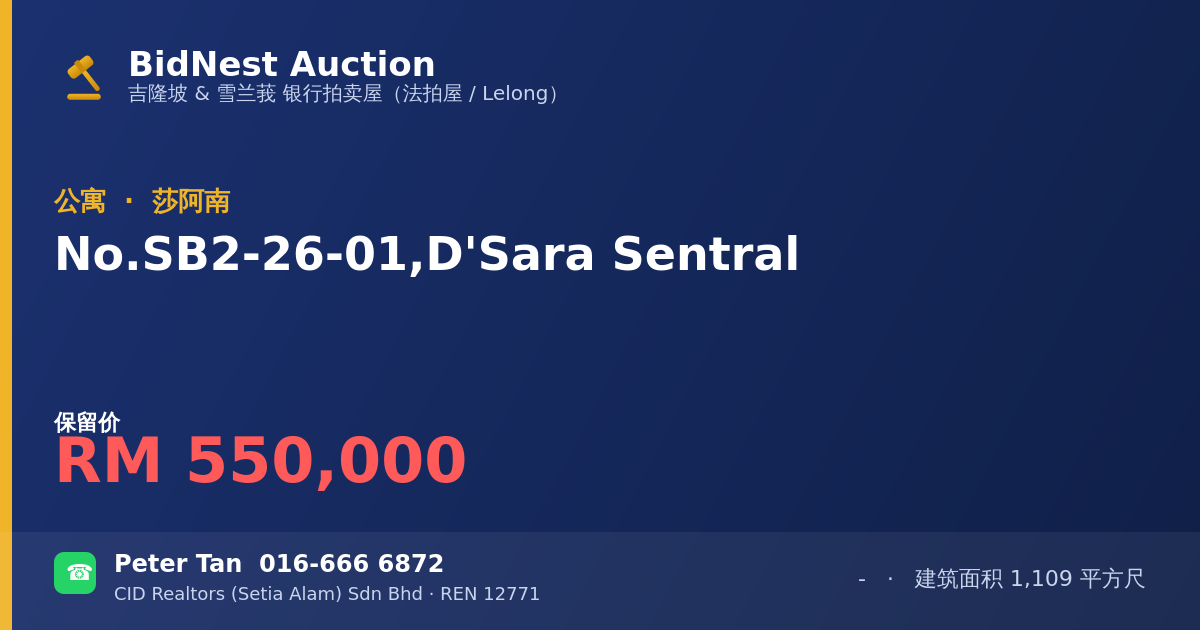 公寓 · No. SB2-26-01, D'Sara Sentral