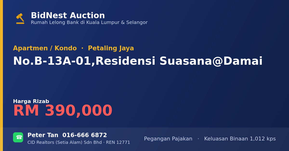 Apartmen / Kondo · No. B-13A-01, Residensi Suasana @ Damai