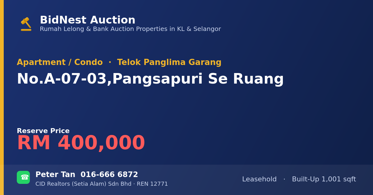 Apartment / Condo · No. A-07-03, Pangsapuri Se Ruang