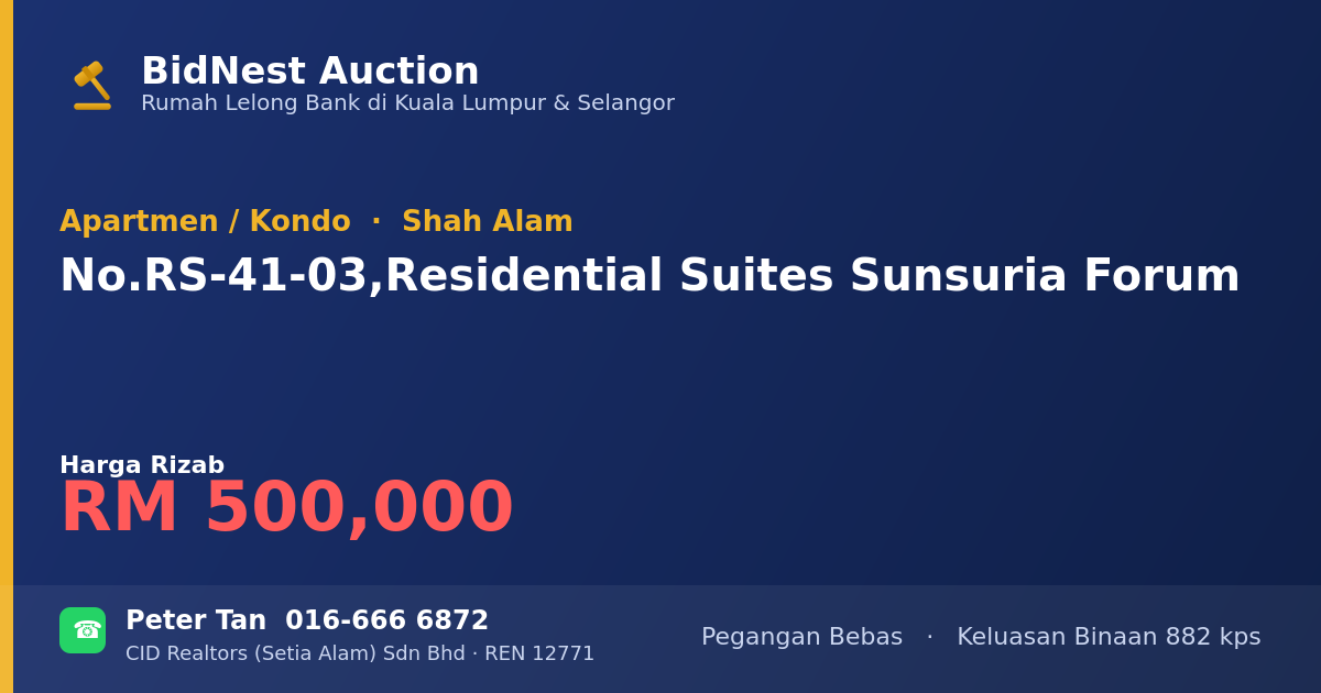 Apartmen / Kondo · No. RS-41-03, Residential Suites Sunsuria Forum