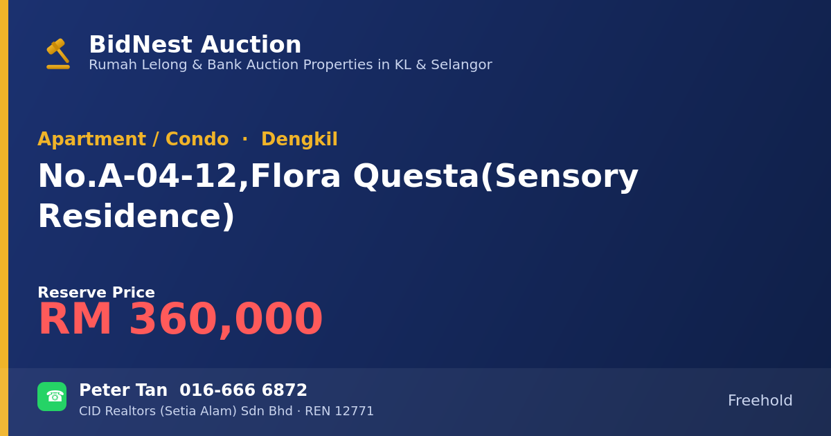 Apartment / Condo · No. A-04-12, Flora Questa (Sensory Residence)