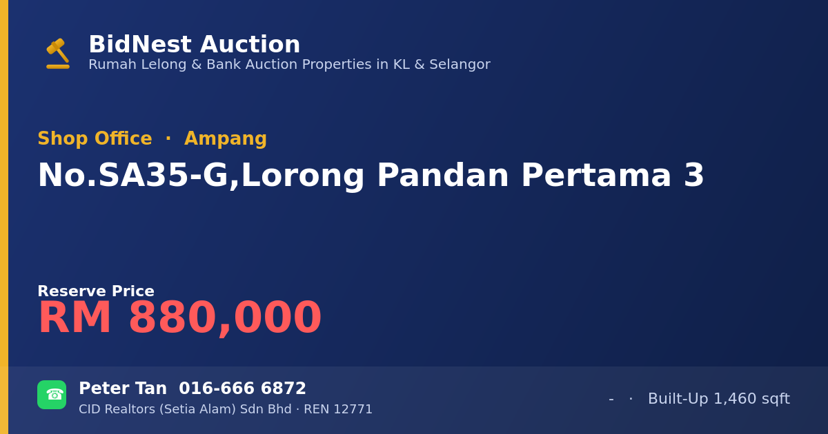 Shop Office · No. SA35-G, Lorong Pandan Pertama 3