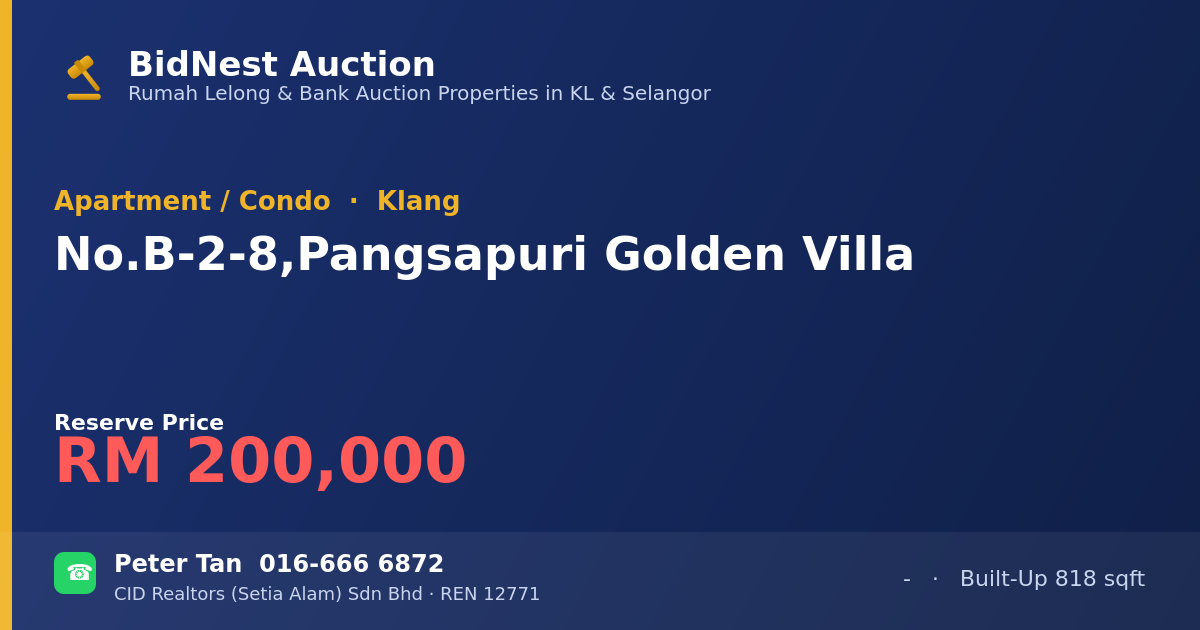 Apartment / Condo · No. B-2-8, Pangsapuri Golden Villa