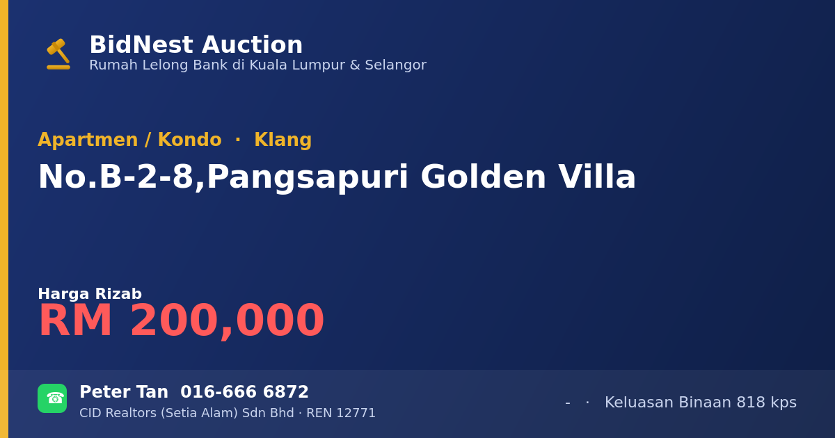Apartmen / Kondo · No. B-2-8, Pangsapuri Golden Villa