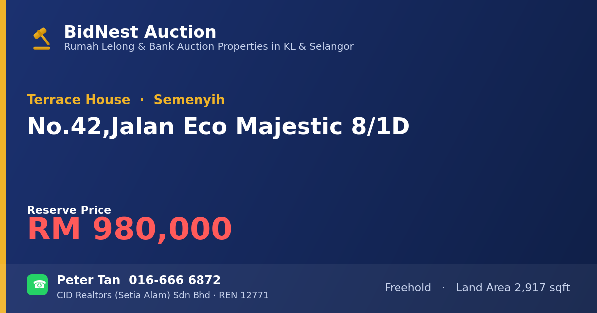 Terrace House · No. 42, Jalan Eco Majestic 8/1D