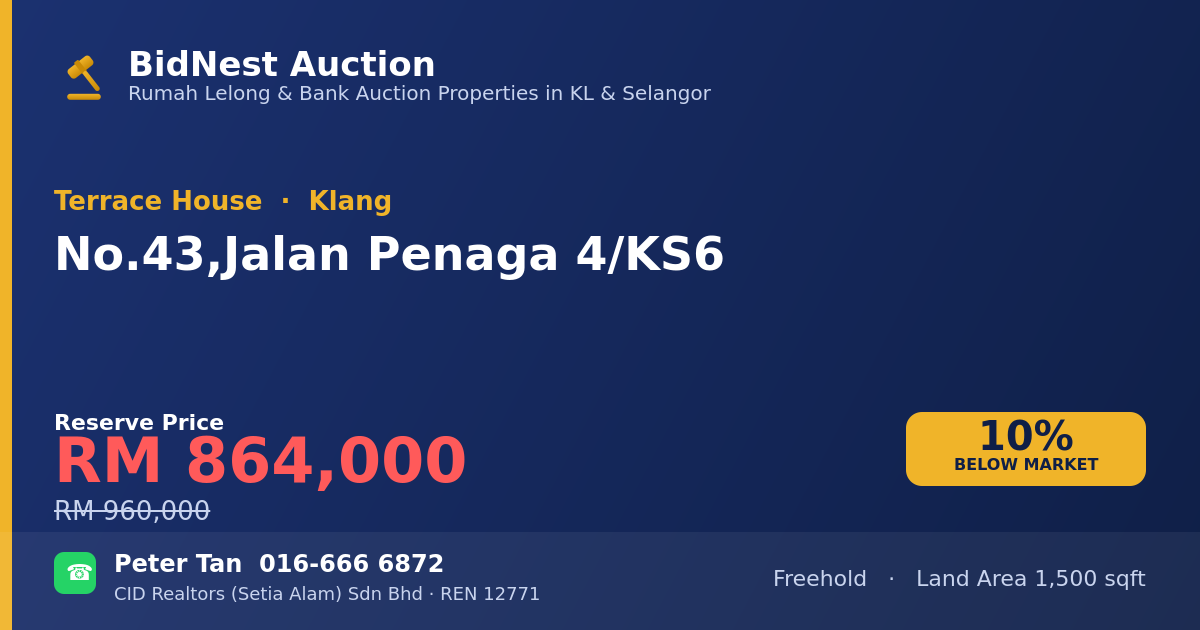 Terrace House · No. 43, Jalan Penaga 4/KS6