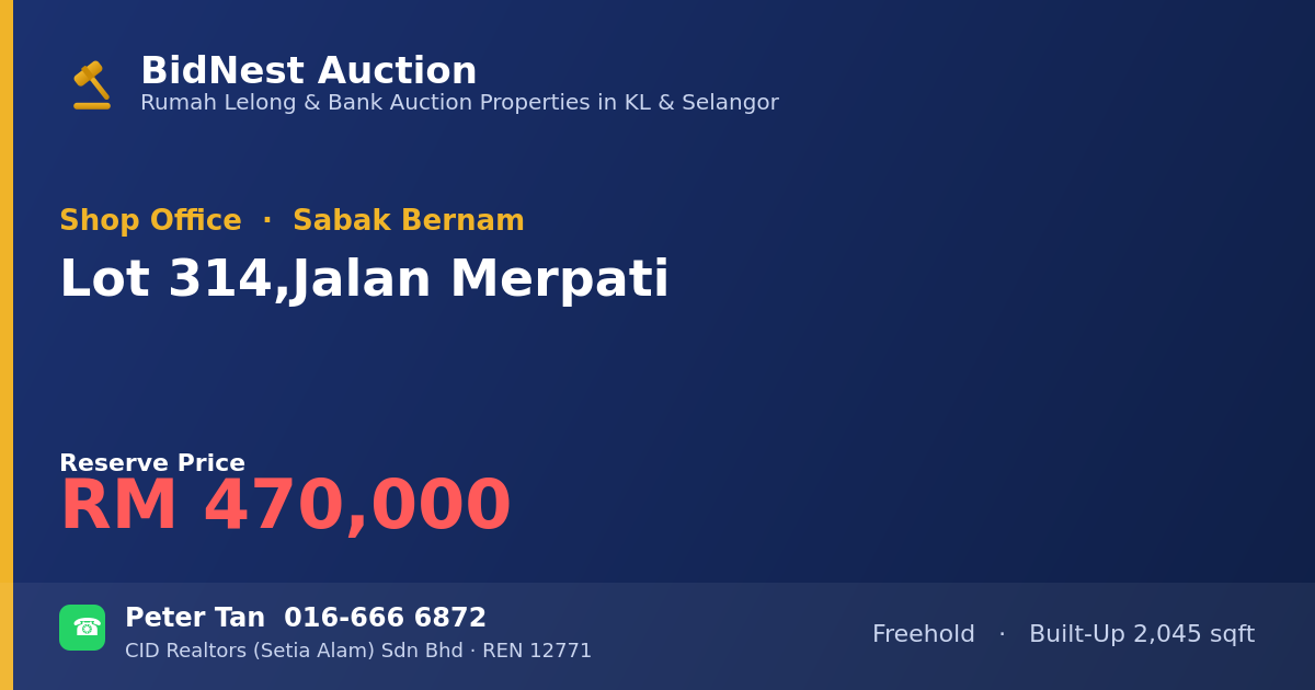 Shop Office · Lot 314, Jalan Merpati