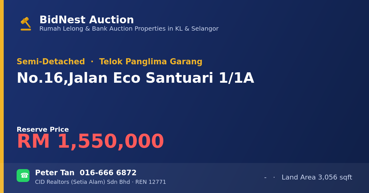 Semi-Detached · No. 16, Jalan Eco Santuari 1/1A