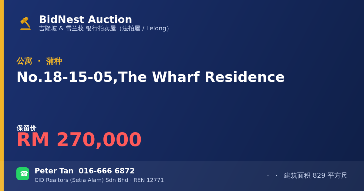 公寓 · No. 18-15-05, The Wharf Residence