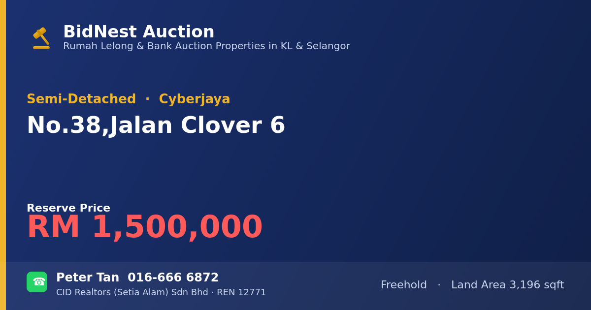 Semi-Detached · No. 38, Jalan Clover 6