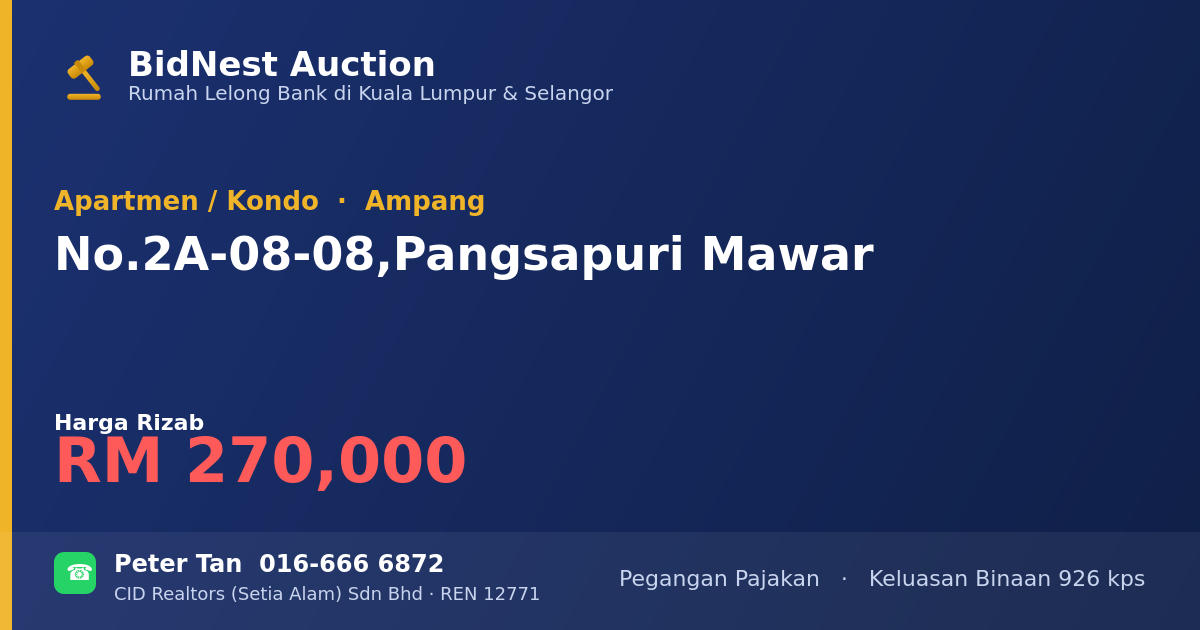 Apartmen / Kondo · No. 2A-08-08, Pangsapuri Mawar