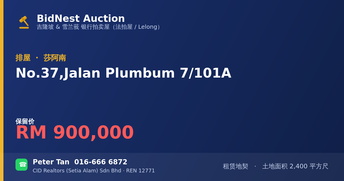 排屋 · No. 37, Jalan Plumbum 7/101A