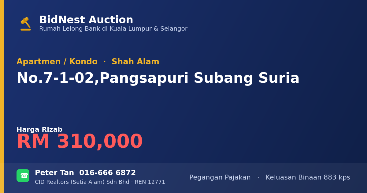 Apartmen / Kondo · No. 7-1-02, Pangsapuri Subang Suria