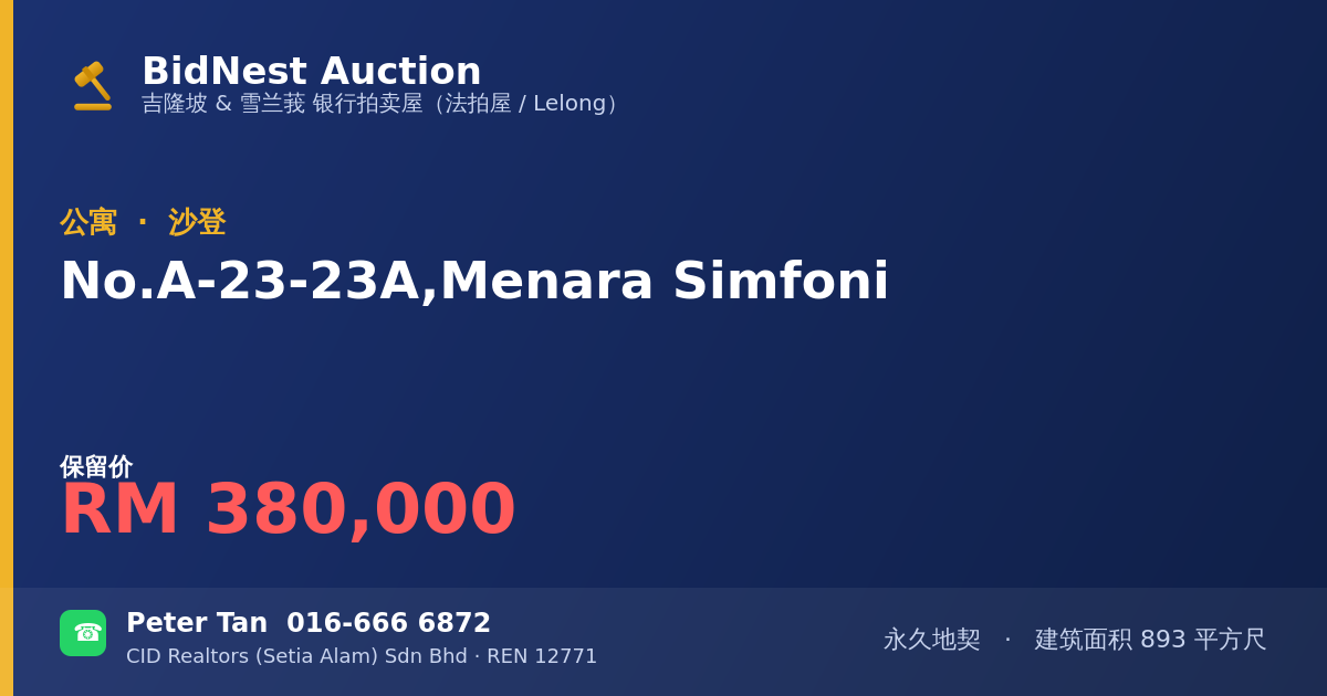 公寓 · No. A-23-23A, Menara Simfoni