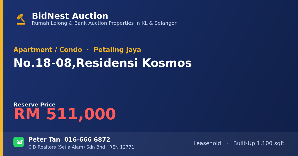 Apartment / Condo · No. 18-08, Residensi Kosmos