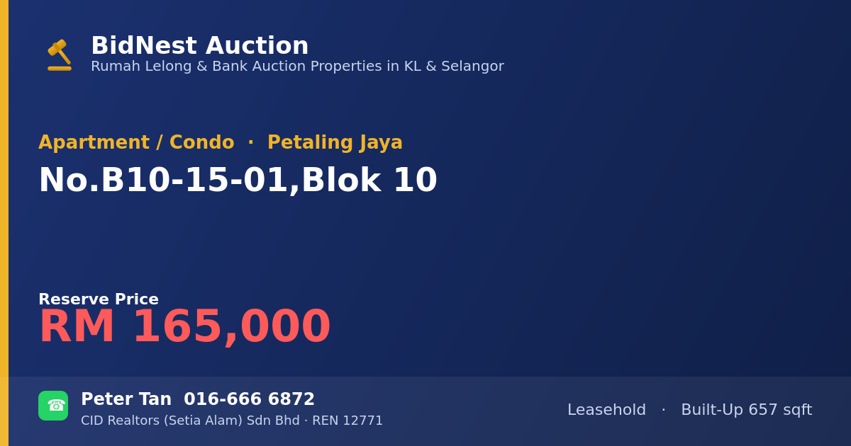 Apartment / Condo · No. B10-15-01, Blok 10
