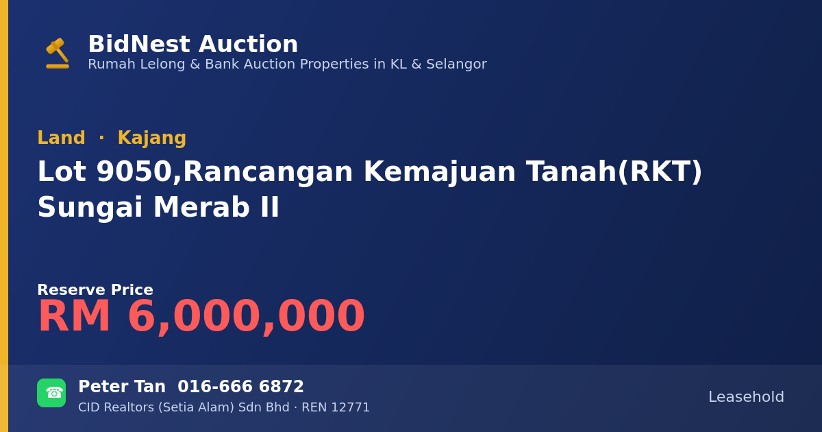 Land · Lot 9050, Rancangan Kemajuan Tanah (RKT) Sungai Merab II