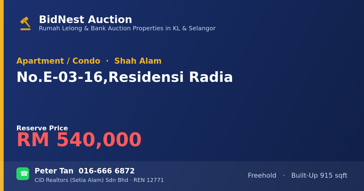 Apartment / Condo · No. E-03-16, Residensi Radia