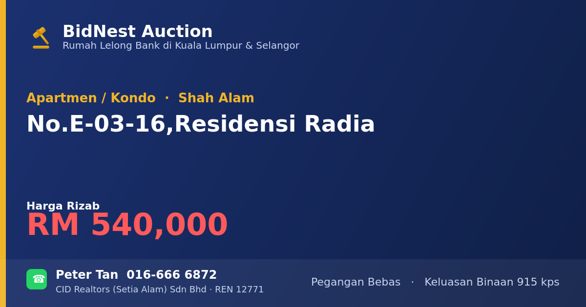 Apartmen / Kondo · No. E-03-16, Residensi Radia