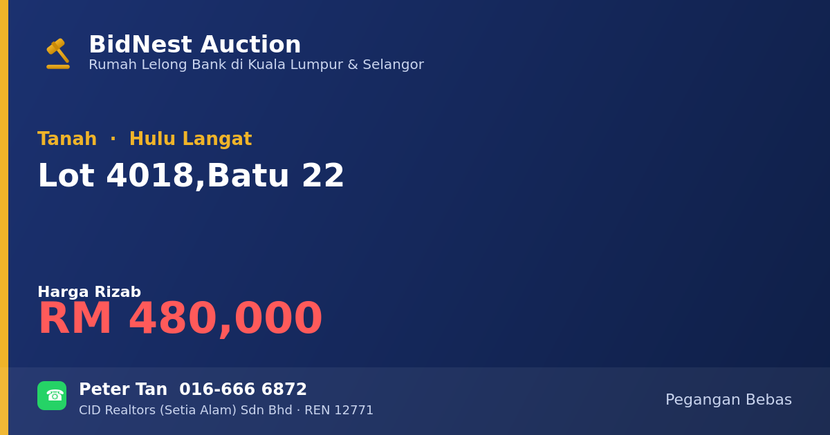 Tanah · Lot 4018, Batu 22