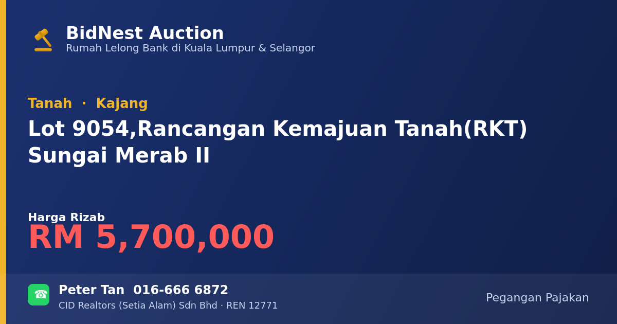 Tanah · Lot 9054, Rancangan Kemajuan Tanah (RKT) Sungai Merab II