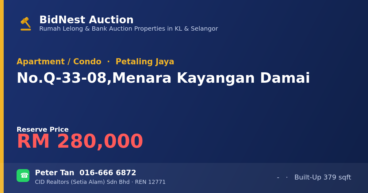 Apartment / Condo · No. Q-33-08, Menara Kayangan Damai