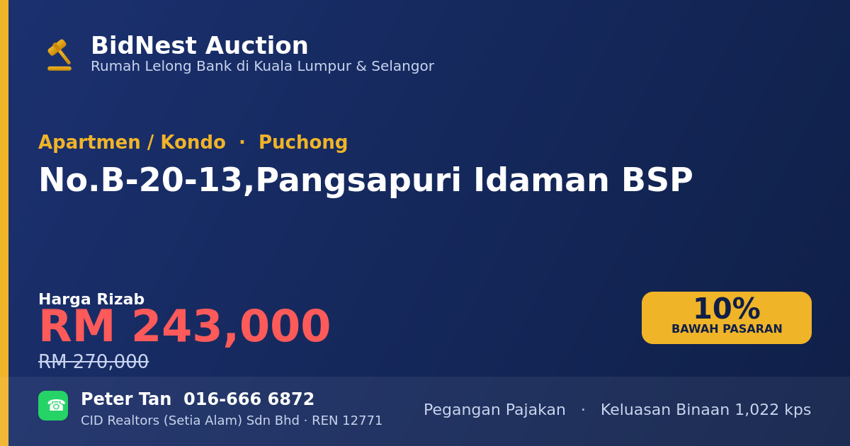 Apartmen / Kondo · No. B-20-13, Pangsapuri Idaman BSP