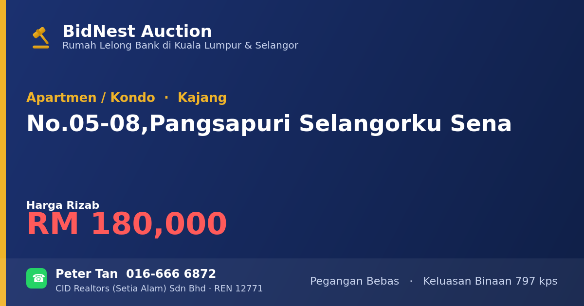 Apartmen / Kondo · No. 05-08, Pangsapuri Selangorku Sena