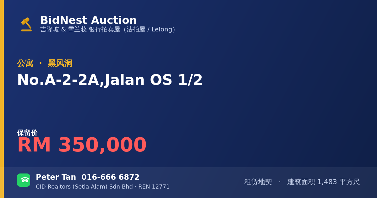 公寓 · No. A-2-2A, Jalan OS 1/2