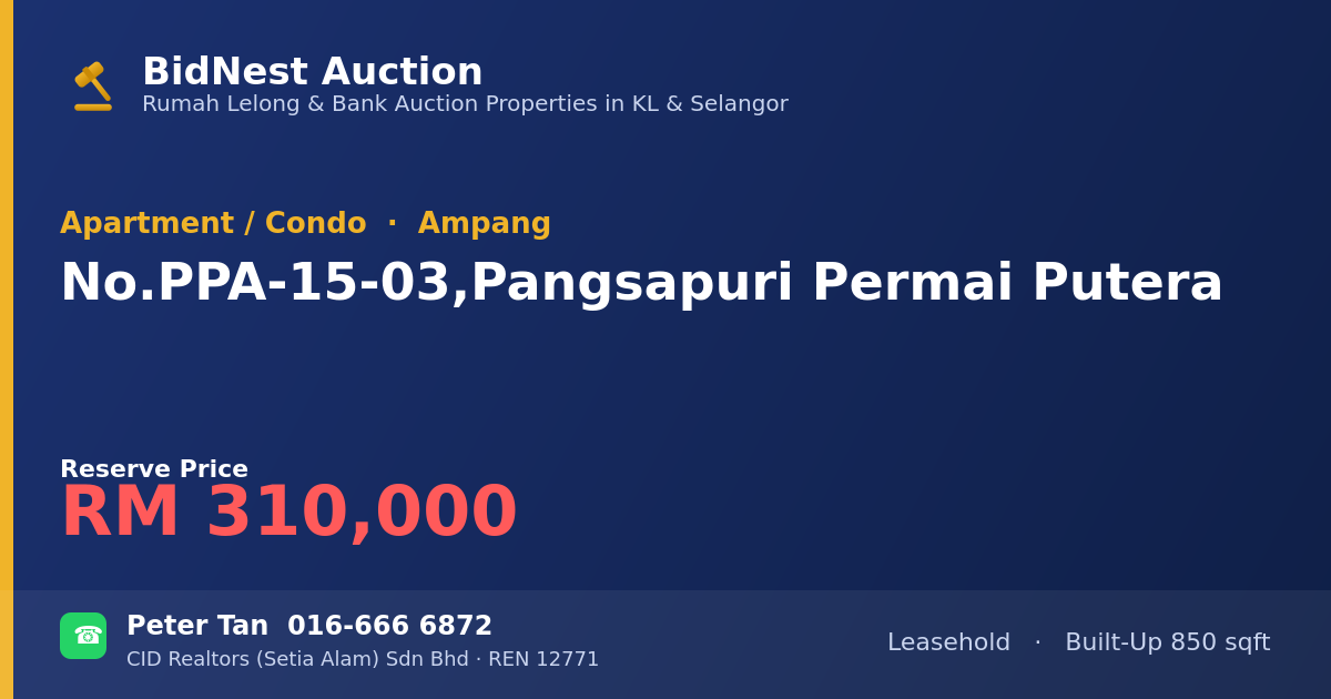 Apartment / Condo · No. PPA-15-03, Pangsapuri Permai Putera