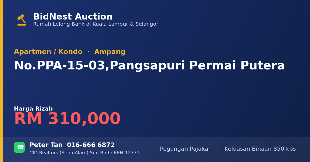 Apartmen / Kondo · No. PPA-15-03, Pangsapuri Permai Putera