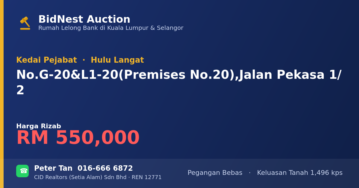 Kedai Pejabat · No. G-20 & L1-20 (Premises No. 20), Jalan Pekasa 1/2