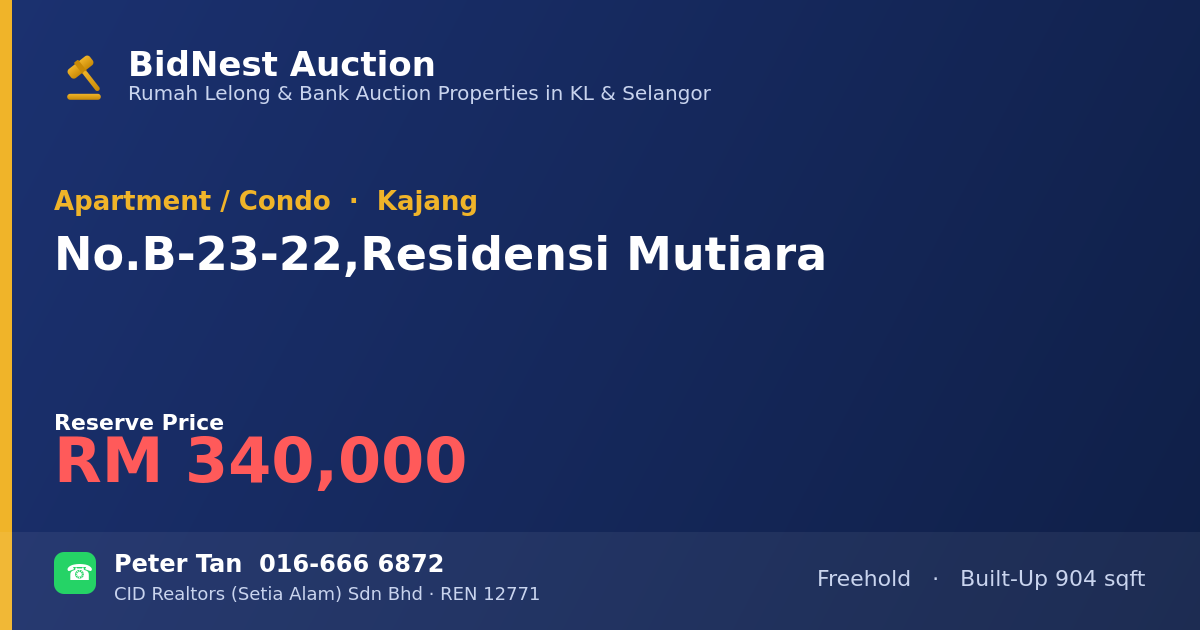 Apartment / Condo · No. B-23-22, Residensi Mutiara