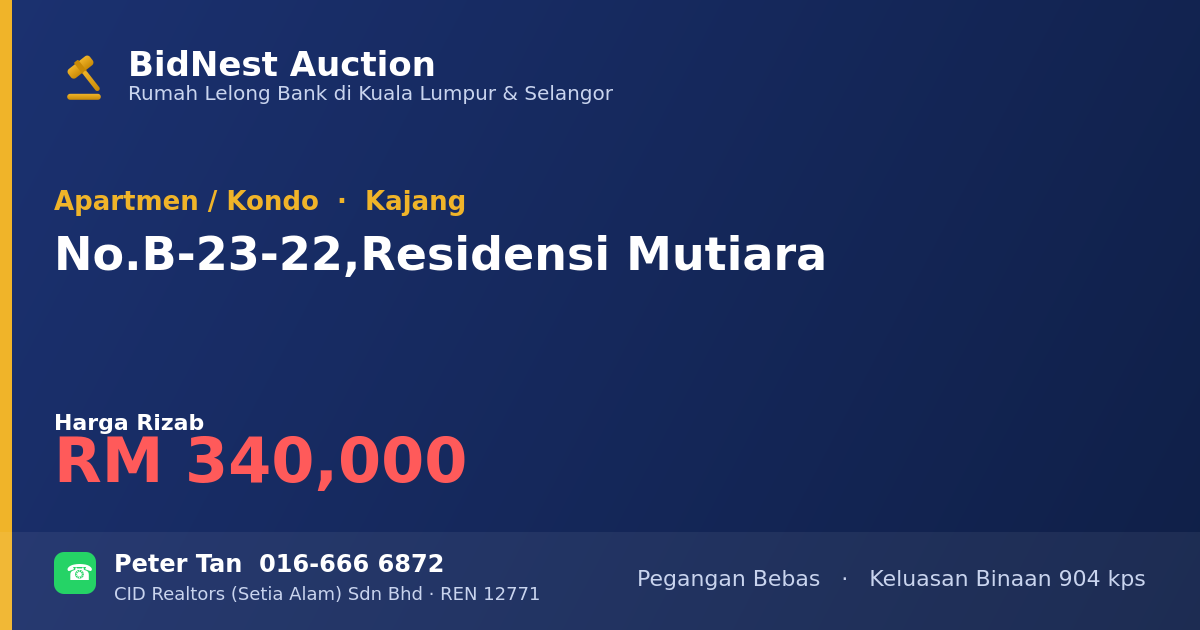 Apartmen / Kondo · No. B-23-22, Residensi Mutiara