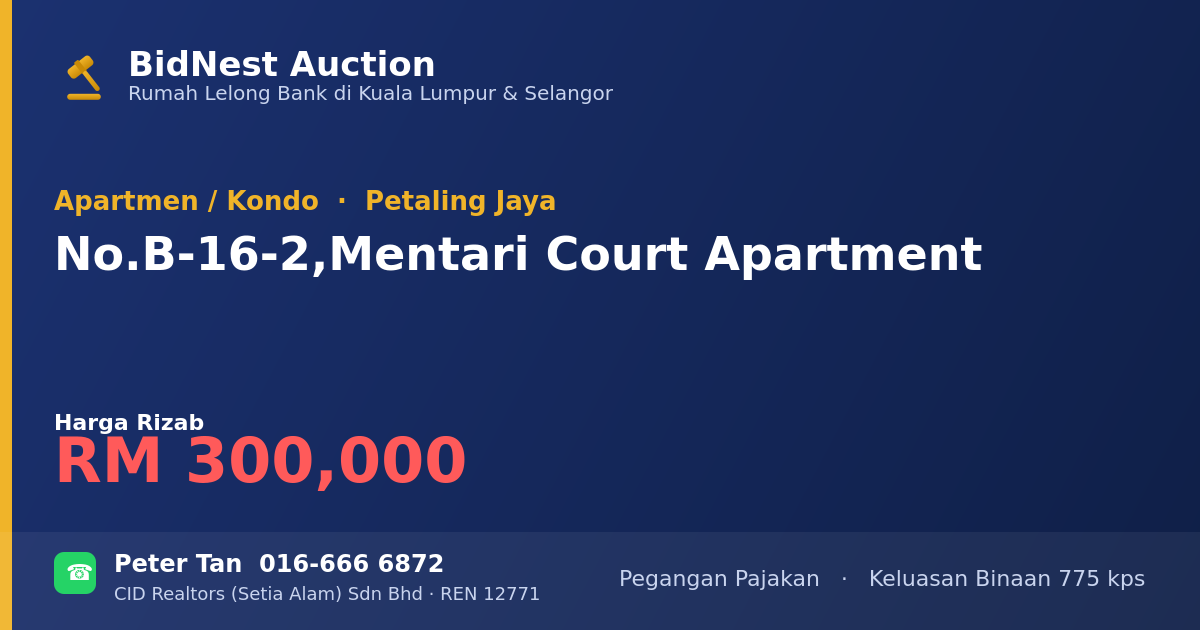 Apartmen / Kondo · No. B-16-2, Mentari Court Apartment