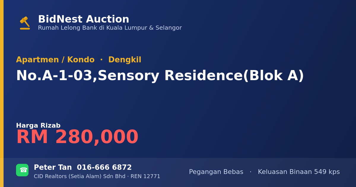 Apartmen / Kondo · No. A-1-03, Sensory Residence (Blok A)