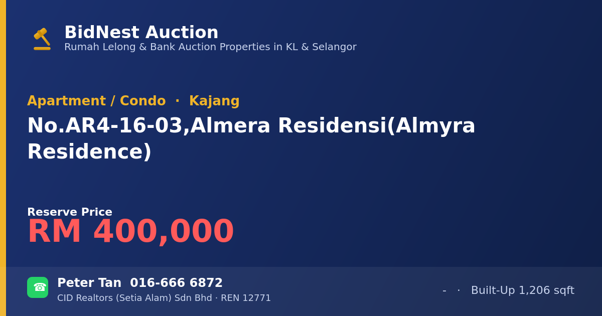 Apartment / Condo · No. AR4-16-03, Almera Residensi (Almyra Residence)