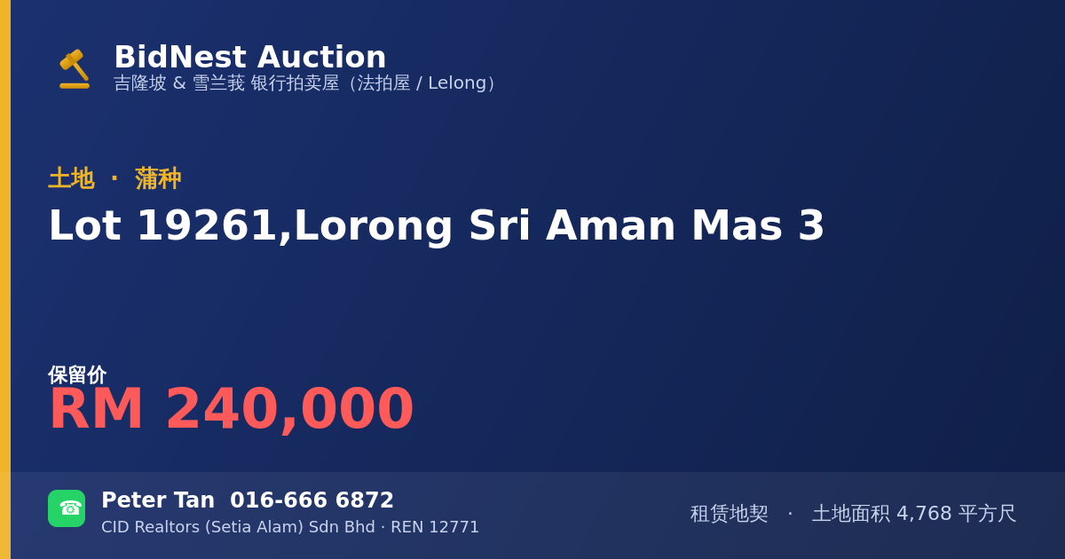 土地 · Lot 19261, Lorong Sri Aman Mas 3