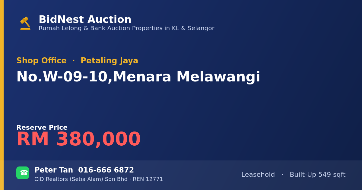 Shop Office · No. W-09-10, Menara Melawangi