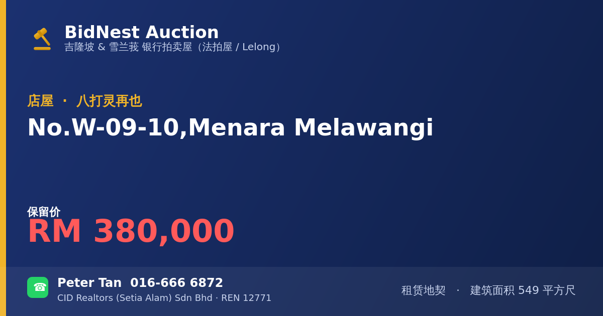店屋 · No. W-09-10, Menara Melawangi