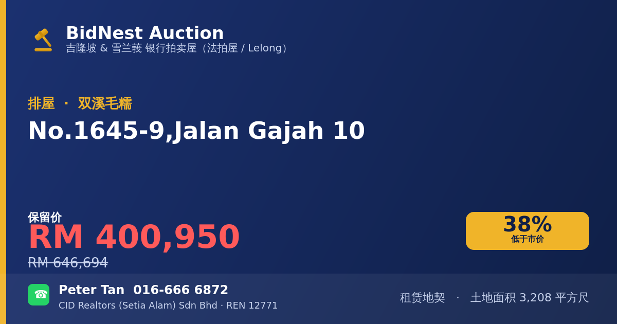 排屋 · No. 1645-9, Jalan Gajah 10