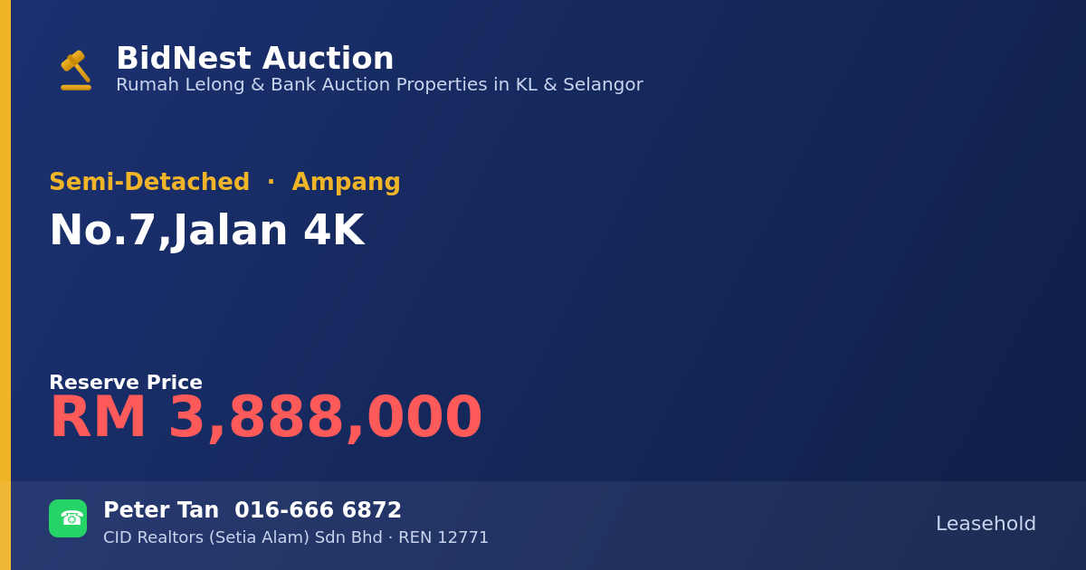 Semi-Detached · No. 7, Jalan 4K
