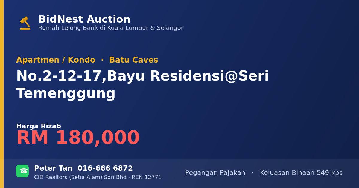 Apartmen / Kondo · No. 2-12-17, Bayu Residensi @ Seri Temenggung