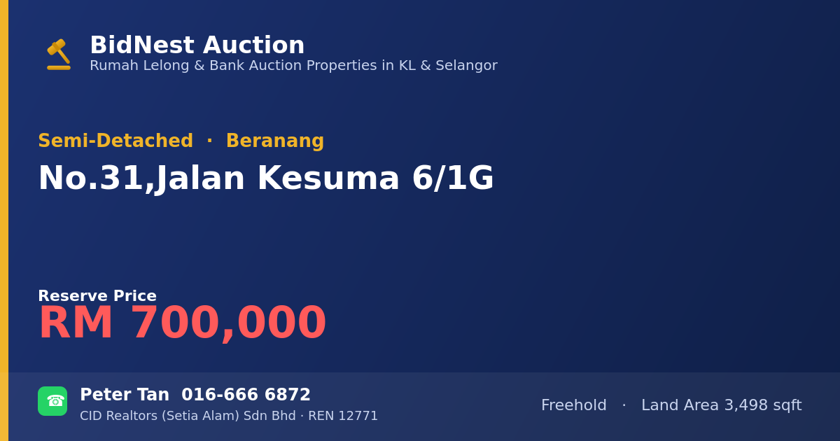 Semi-Detached · No. 31, Jalan Kesuma 6/1G