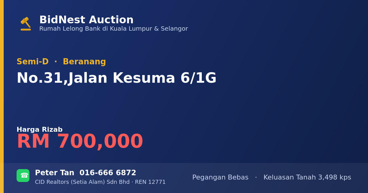 Semi-D · No. 31, Jalan Kesuma 6/1G
