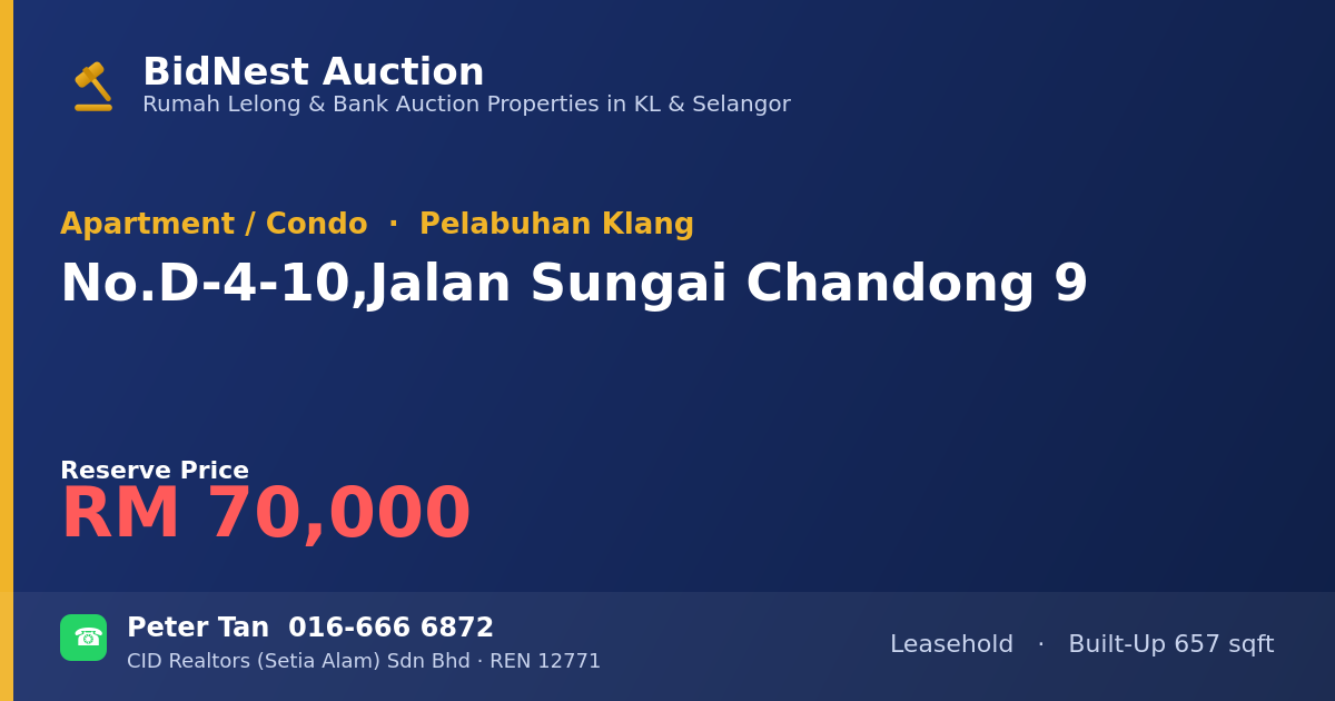 Apartment / Condo · No. D-4-10, Jalan Sungai Chandong 9